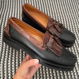 ET Wright brown/black leather tassel loafer dress shoe men’s size 8.5